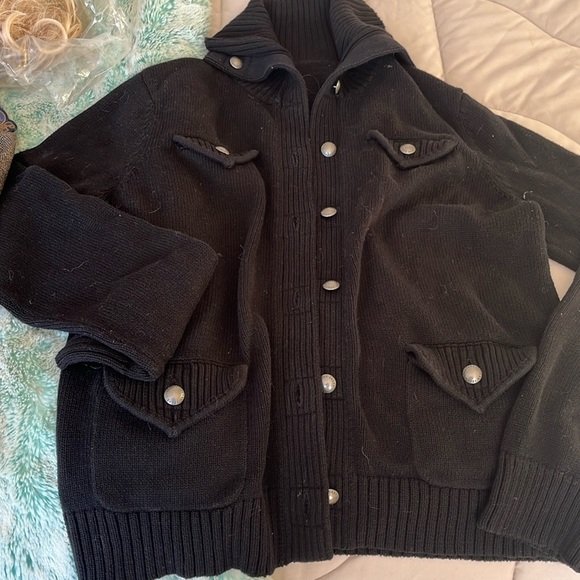 Lauren Ralph Lauren Black Button Down Sweater - Picture 1 of 5